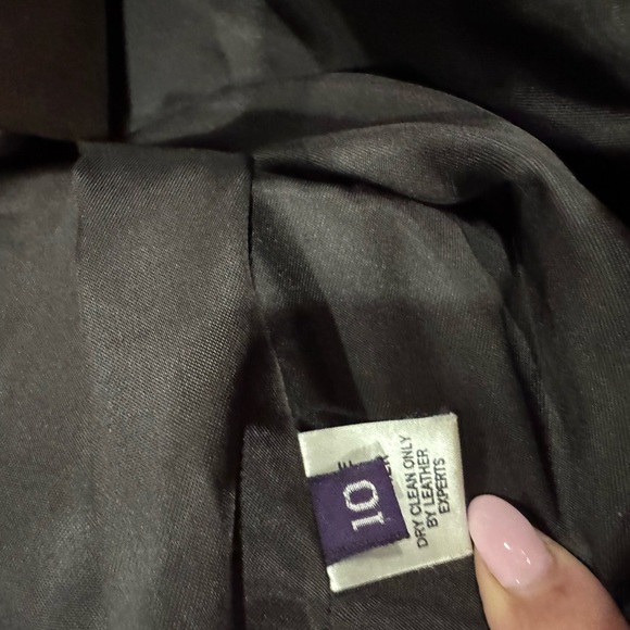 Vintage Perry Ellis Dark Brown lamb Leather Jacket sz 10 from Saks 5th Avenue - Picture 6 of 13